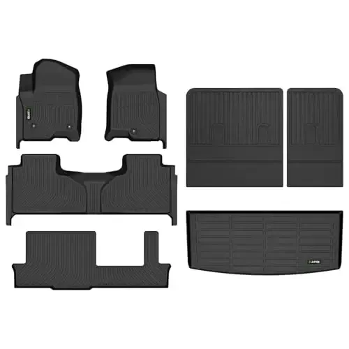 HAFIDI® Floor Mats & Cargo Liner & Seatback Cargo Set Fit for Chevrolet Chevy Tahoe & GMC Yukon 2021-2025 2026 (Not fit XL) (8 Seats) All Weather TPE Car Full Set Liners Custom Accessories-Black - 1