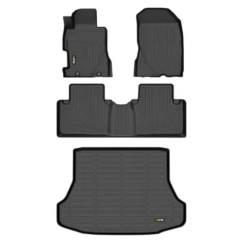 HAFIDI® Floor Mats & Cargo Liner Set Fit for 2006-2011 Honda Civic (Only Sedan Not for Coupe & Hybrid) All Weather TPE Anti-Slip Car Full Set Floor Liners Custom Accessories - Black - 1