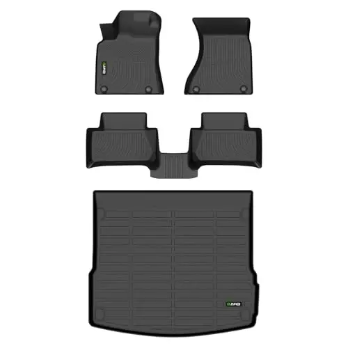 HAFIDI® Floor Mats & Cargo Liner Set Fit for 2014-2026 Porsche Macan S/Turbo/S Diesel/GTS (Not for EV) All Weather TPE Anti-Slip Car Full Set Floor Liners Custom Accessories - Black - 1