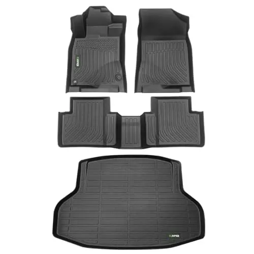 HAFIDI® Floor Mats & Cargo Liner Set Fit for 2016-2021 Honda Civic Sedan & 2017-2021 Civic Si (Not for Hatchback/Coupe/Type R) All Weather TPE Car Full Set Floor Liners Custom Accessories - Black - HAFIDI