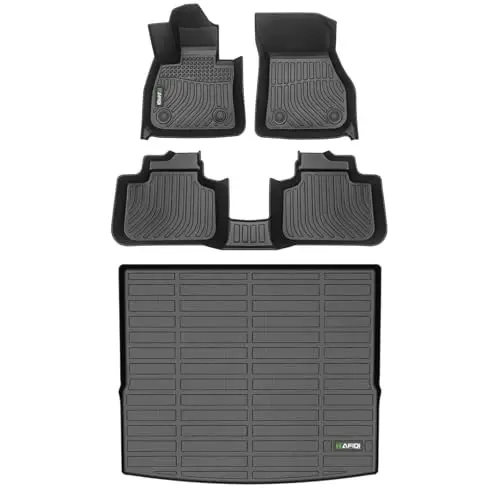 HAFIDI® Floor Mats & Cargo Liner Set Fit for 2016-2022 BMW X1 All Weather Protection TPE Anti-Slip Automotive Full Set Floor Liners Custom Accessories - Black - HAFIDI
