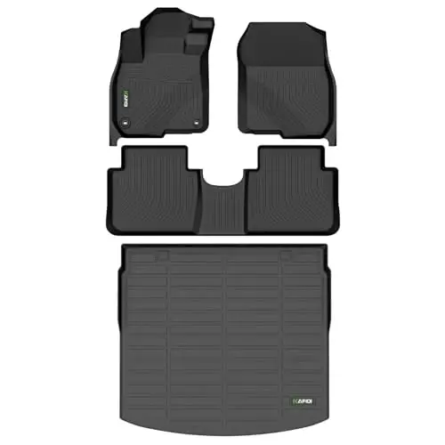HAFIDI® Floor Mats & Cargo Liner Set Fit for 2017-2022 Honda CRV (NOT for Hybrid) (Cargo Liner Only for Upper Position) All Weather Protection TPE Full Set Automotive Floor Liners Accessories - Black 