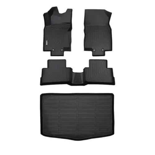 HAFIDI® Floor Mats & Cargo Liner Set Fit for 2017-2022 Nissan Rogue Sport (Cargo Liner Only Fit The Lower Deck) All Weather Protection TPE Car Full Set Floor Liners Custom Accessories - Black 