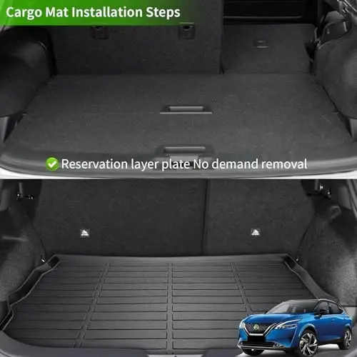 HAFIDI® Floor Mats & Cargo Liner Set Fit for 2017-2022 Nissan Rogue Sport (Cargo Liner Only Fit the Upper Layer) All Weather Protection TPE Car Full Set Floor Liners Custom Accessories - Black - 4
