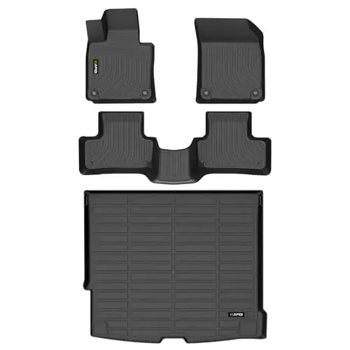 HAFIDI® Floor Mats & Cargo Liner Set Fit for 2018-2026 Volvo XC60 (Fit for T5/T6,Not for Hybrid/Recharge/PHEV) All Weather Protection TPE Automotive Full Set Floor Liners Custom Accessories - Black - 1
