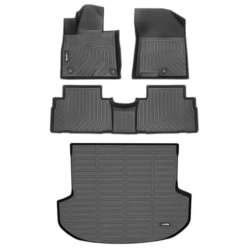 HAFIDI® Floor Mats & Cargo Liner Set Fit for 2019 2020 Hyundai Santa FE All Weather Protection TPE Anti-Slip Automotive Full Set Floor Liners Custom Accessories - Black 