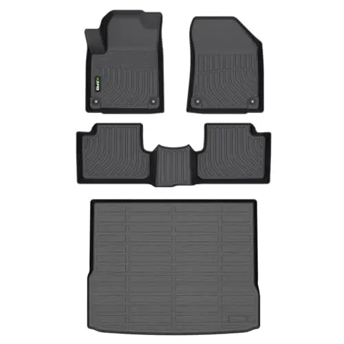 HAFIDI® Floor Mats & Cargo Liner Set Fit for 2019-2023 Jeep Cherokee (Not for Grand Cherokee) All Weather Protection TPE Anti-Slip Automotive Full Set Floor Liners Custom Accessories - Black - 1