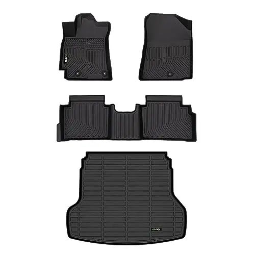 HAFIDI® Floor Mats & Cargo Liner Set Fit for 2019-2024 Kia Forte丨S丨EX丨FE丨LX丨LXS丨GT丨GT-Line丨All Weather Protection TPE Anti-Slip Automotive Full Set Floor Liners Custom Accessories - Black - 1