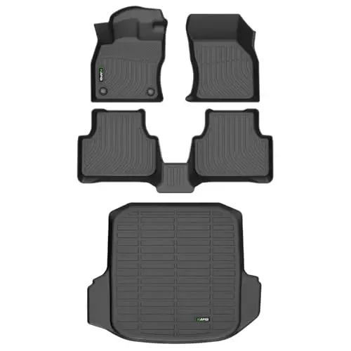 HAFIDI® Floor Mats & Cargo Liner Set Fit for 2019-2026 Volkswagen Jetta All Weather Protection TPE Anti-Slip Automotive Full Set Floor Liners VW Jetta Custom Accessories - Black 