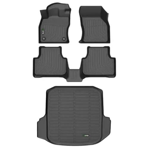 HAFIDI® Floor Mats & Cargo Liner Set Fit for 2019-2026 Volkswagen Jetta All Weather Protection TPE Anti-Slip Automotive Full Set Floor Liners VW Jetta Custom Accessories - Black - 1