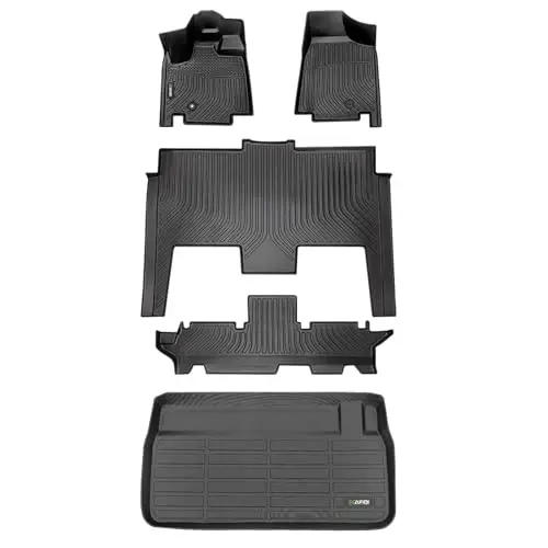 HAFIDI® Floor Mats & Cargo Liner Set Fit for 2021-2011 Dodge Grand Caravan 7 Seat All Weather Protection TPE Anti-Slip Automotive Full Set Floor Liners Custom Accessories - Black - HAFIDI