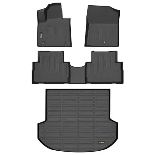 HAFIDI® Floor Mats & Cargo Liner Set Fit for 2021 2022 2023 Hyundai Santa FE (Not Fit Hybrid) All Weather Protection TPE Anti-Slip Automotive Full Set Floor Liners Custom Accessories - Black - 1