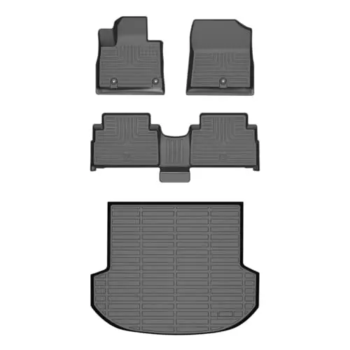 HAFIDI® Floor Mats & Cargo Liner Set Fit For 2021-2023 Hyundai Santa FE Hybrid & 2022 2023 Santa Fe Plug in Hybrid (PHEV) All Weather Protection TPE Car Full Set Floor Liners Custom Accessories -Black - 1