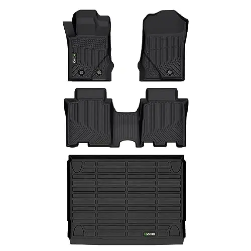 HAFIDI® Floor Mats & Cargo Liner Set Fit for 2021-2024 2025 Ford Bronco 4 Door (Not Sport Models) All Weather Protection TPE Anti-Slip Automotive Full Set Floor Liners Custom Accessories - Black 