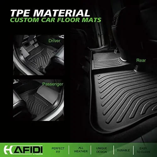 HAFIDI® Floor Mats & Cargo Liner Set Fit for 2021-2024 2025 Ford Mustang Mach E (Not for Mustang) All Weather Protection TPE Anti-Slip Automotive Full Set Floor Liners Custom Accessories - Black - HAFIDI (1)