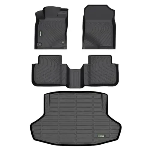 HAFIDI® Floor Mats & Cargo Liner Set Fit for 2022 2023 2024 2025 Honda Civic Sedan Only (Civic Sedan Only, Not for Hatchback) All Weather TPE Car Full Set Floor Liners Custom Accessories - Black - HAFIDI