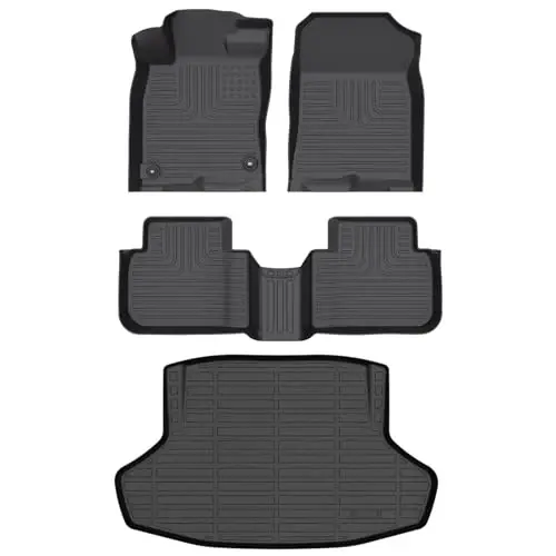 HAFIDI® Floor Mats & Cargo Liner Set Fit for 2022 2023 2024 2025 Honda Civic Sedan Only (Civic Sedan Only, Not for Hatchback) All Weather TPE Car Full Set Floor Liners Custom Accessories - Black - 1