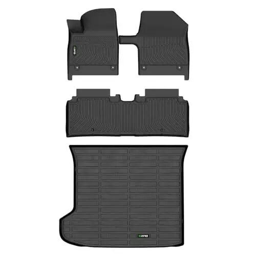 HAFIDI® Floor Mats & Cargo Liner Set Fit for 2022-2024 KIA EV6 All Weather Protection TPE Anti-Slip Automotive Full Set Floor Liners Custom Accessories - Black - HAFIDI