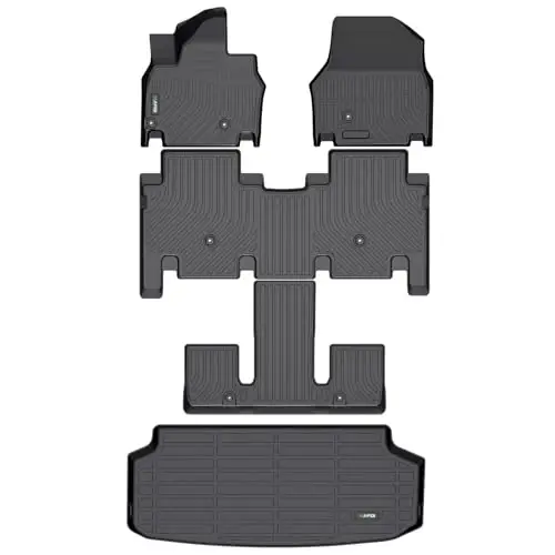HAFIDI® Floor Mats & Cargo Liner Set Fit for 2024-2026 Kia EV9 (6 Seats) | (Not Fit Relaxation Chairs),Custom full set Car liners,anti-slip,waterproof,all weather guard,Full Set Accessories,TPE,Black 