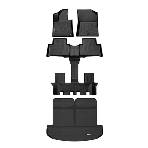 HAFIDI® Floor Mats & Cargo Liner Set Fit for 2026-2021 Kia Sorento | (6/7 Seats &Not Fit Hybrid & PHEV),Custom full set Car liners,anti-slip,all weather guard,Full Set Accessories, TPE, Black - 1