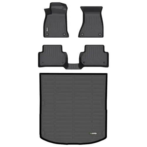 HAFIDI® Floor Mats & Cargo Liner Set Fit for Audi A4 17-25 (Sedan Not Fit for Allroad) All Weather TPE Anti-Slip Car Full Set Floor Liners Custom Accessories - Black - HAFIDI