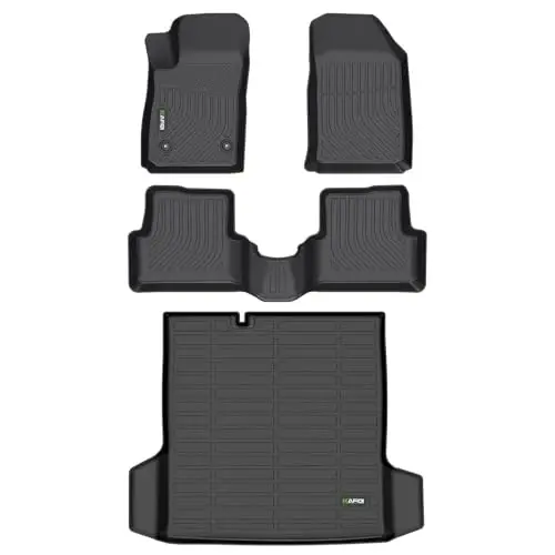 HAFIDI® Floor Mats & Cargo Liner Set Fit for Chevy/Chevrolet Sonic 2012-2020 (Not Fit Hatchback) All Weather TPE Anti-Slip Car Full Set Floor Liners Custom Accessories - Black - HAFIDI