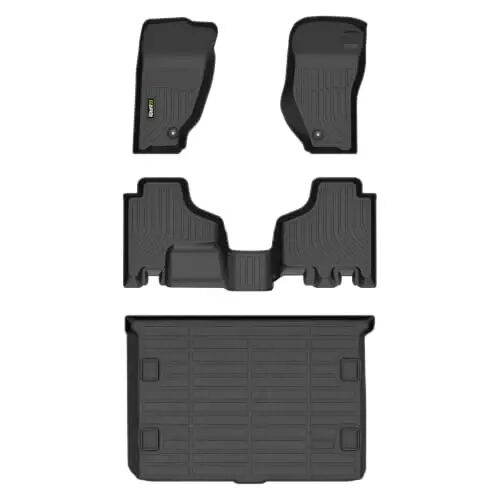 HAFIDI® Floor Mats & Cargo Liner Set Fit for Jeep Liberty 2008-2012 | All Weather Protection TPE Anti-Slip Car Full Set Floor Liners Custom Accessories -Black - HAFIDI