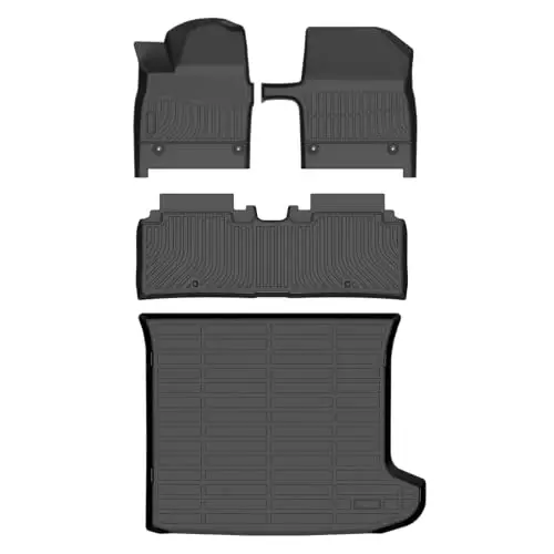 HAFIDI® Floor Mats & Cargo Liner Set Fit for Kia EV6 2025 All Weather TPE Anti-Slip Car Full Set Floor Liners Custom Accessories - Black 
