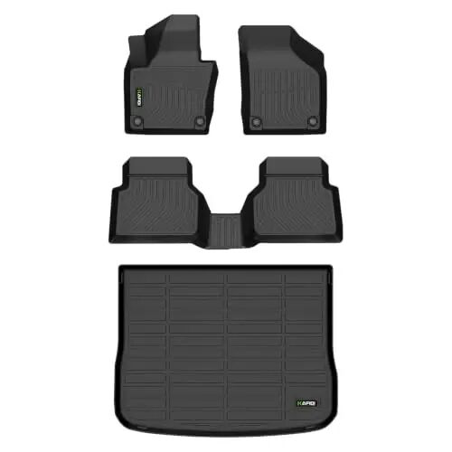 HAFIDI® Floor Mats & Cargo Liner Set Fit for Volkswagen Tiguan 2009-2017 All Weather TPE Anti-Slip Car Full Set Floor Liners VW Tiguan Custom Accessories - Black - 1