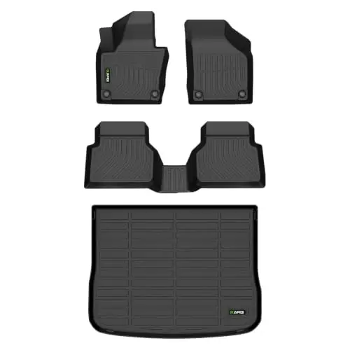 HAFIDI® Floor Mats & Cargo Liner Set Fit for Volkswagen Tiguan 2009-2017 All Weather TPE Anti-Slip Car Full Set Floor Liners VW Tiguan Custom Accessories - Black - 1