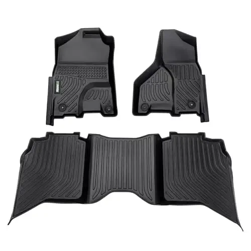 HAFIDI® Floor Mats Fit for 2013-2018 Dodge Ram 1500/2500/3500 Crew Cab & 2019-2024 Dodge Ram 1500 Classic Crew Cab, All Weather Car Floor Liners, Fits 1st & 2nd Row Full Set Custom Accessories, Black - 1