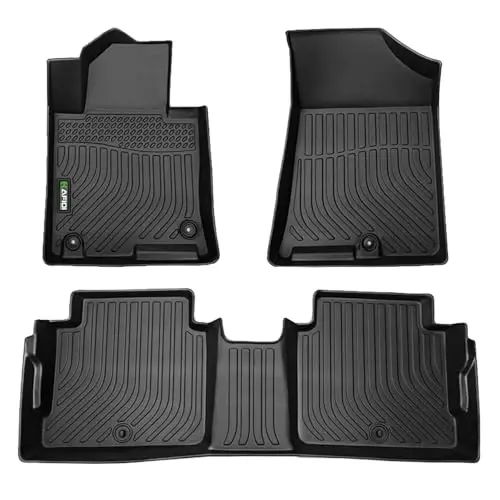 HAFIDI® Floor Mats Fit for 2016-2020 Kia Optima & 2015-2019 Hyundai Sonata & Hybrid All Weather Protection TPE Anti-Slip Automotive Floor Liners, Fits 1st & 2nd Row Full Set Custom Accessories, Black - 1