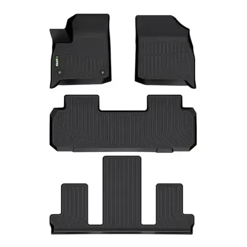 HAFIDI® Floor Mats Fit for 2018-2024 Buick Enclave All Weather Protection TPE Anti-Slip Automotive Floor Liners, Fits 1st & 2nd & 3rd Row Full Set Custom Accessories, Black - HAFIDI