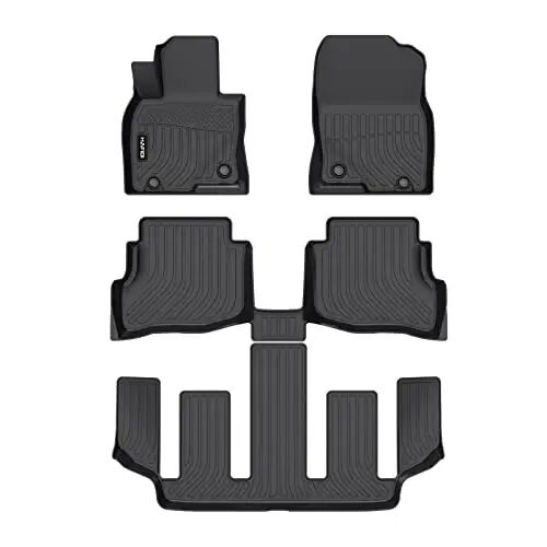 HAFIDI® Floor Mats Fit for 2020-2023 Mazda CX-9 (6 Seater Models with 2nd Row Bucket Seats Without Center Console) TPE Car Floor Liners Fits 1st & 2nd & 3rd Row Full Set CX9 Custom Accessories, Black - 1