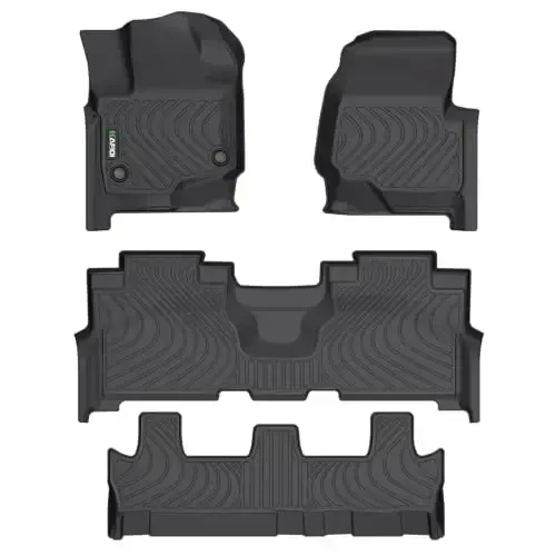 HAFIDI® Floor Mats Fit for 2021-2026 Ford Expedition Max 8 Seats All Weather Protection TPE Anti-Slip Automotive Floor Liners, Fits 1st & 2nd & 3rd Row Custom 2025 Expedition Max Accessories, Black - 1