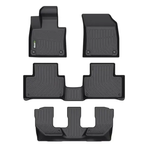HAFIDI® Floor Mats Fit for 2021-2026 Volvo XC90 T8 (Only 7 Seats,Not Fit Hybrid & Gas) All Weather Protection TPE Floor Liners, Fits 1st & 2nd & 3rd Row Full Set Custom Accessories, Black - 1