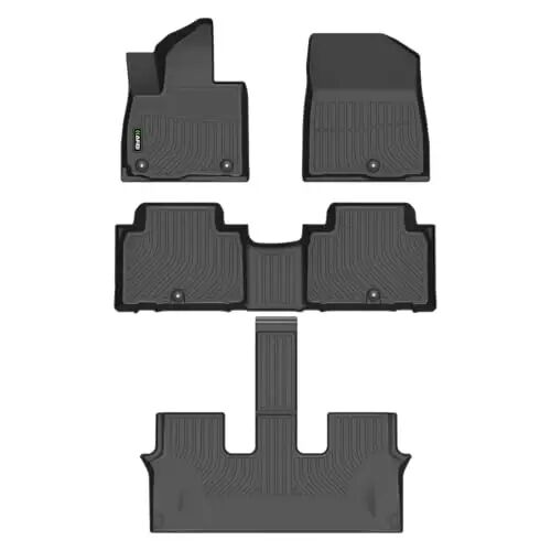 HAFIDI® Floor Mats Fit for 2027 Kia Telluride (Not for Hybrid) TPE Car Floor Liners Fits 1st & 2nd & 3rd Row Full Set Custom Accessories, Black - HAFIDI