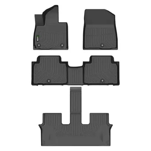 HAFIDI® Floor Mats Fit for 2027 Kia Telluride (Not for Hybrid) TPE Car Floor Liners Fits 1st & 2nd & 3rd Row Full Set Custom Accessories, Black - 1