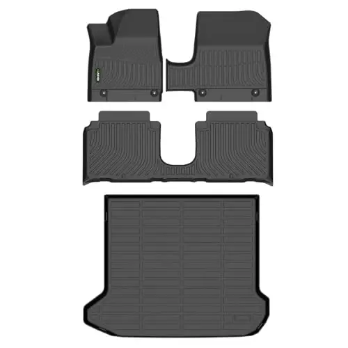 HAFIDI Floor Mats for 2025-2027 Hyundai Ioniq 5 Sliding Console Full Set | For Limited/XRT Models, Custom Fit, All Weather Protection, Non-Slip, Automotive Floor Liners Accessories, TPE, Black - 1