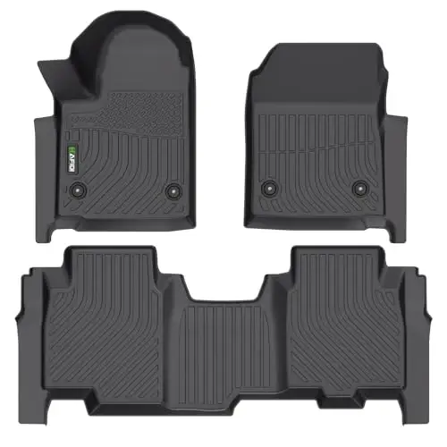 HAFIDI Floor Mats for Chevrolet Silverado EV 2024-2026 (Only RST Models) | Custom Fit, All Weather Protection, Non-Slip, Automotive Floor Liners, Raised Edge, 1st & 2nd Row Accessories, TPE, Black - 1