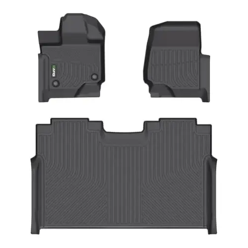 HAFIDI® Ford F-150 2015-2026 | F150 Lightning 2022-2025 SuperCrew Cab (Yigiladigan tekis saqlash joyisiz orqa) uchun Pol Gilamchalari Barcha Ob-Havo Himoyachisi TPE Pol qoplamalari Aksessuarlari Sirpanmaydigan 1 va 2-qator, Qora - 1