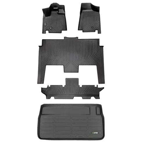 HAFIDI® Комплект ковриков для пола и грузового отсека, подходит для 2021-2011 Dodge Grand Caravan 7 Seat, всепогодная защита, TPE, противоскользящие автомобильные коврики, полный комплект, специальные аксессуары - черный - HAFIDI