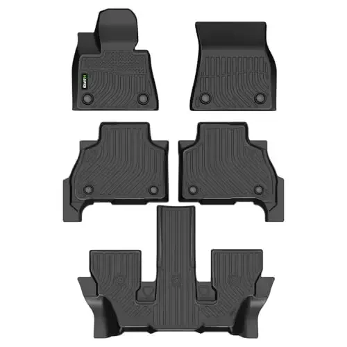 HAFIDI® Коврики для пола подходят для 2019-2026 BMW X7 6 мест (40i, M50i, M60i) Всепогодная защита TPE Противоскользящие автомобильные коврики, Подходят для 1-го, 2-го и 3-го ряда Полный комплект Custom 2026 X7 Аксессуары, Черный - 1