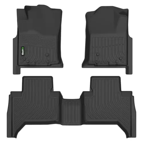 HAFIDI® Напольные коврики для Toyota Tacoma Double Cab 2005-2015 гг. (Полное покрытие) Всепогодная защита, автомобильные коврики из TPE, полный комплект аксессуаров для 1-го и 2-го рядов, черный - 1