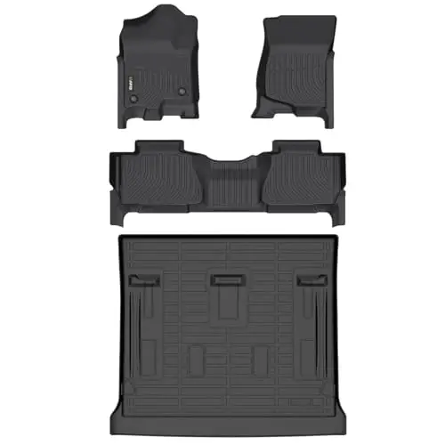 HAFIDI® All Weather Floor Mats & Cargo Liner Set Fit for 2007-2014 Chevy Tahoe 8 Seats (Not for Hybrid) & GMC Yukon Car Floor Liners for Tahoe TPE Full Set Custom Accessories - Black 