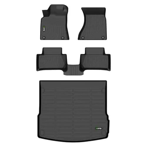 HAFIDI® Floor Mats & Cargo Liner Set Fit for 2014-2026 Porsche Macan S/Turbo/S Diesel/GTS (Not for EV) All Weather TPE Anti-Slip Car Full Set Floor Liners Custom Accessories - Black 