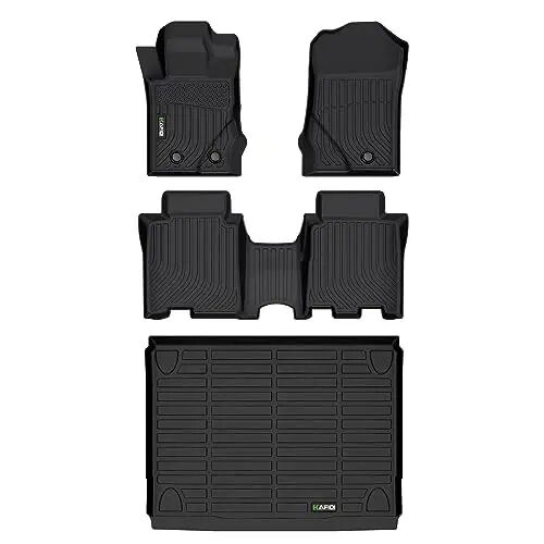 HAFIDI® Floor Mats & Cargo Liner Set Fit for 2021-2024 2025 Ford Bronco 4 Door (Not Sport Models) All Weather Protection TPE Anti-Slip Automotive Full Set Floor Liners Custom Accessories - Black - HAFIDI