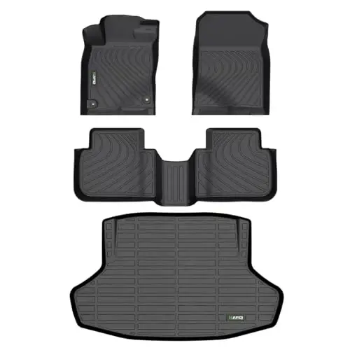HAFIDI® Floor Mats & Cargo Liner Set Fit for 2022 2023 2024 2025 2026 Honda Civic Sedan Only (Civic Sedan Only, Not for Hatchback) All Weather TPE Car Full Set Floor Liners Custom Accessories - Black 