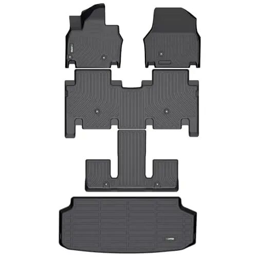 HAFIDI® Floor Mats & Cargo Liner Set Fit for 2024-2026 Kia EV9 (6 Seats) | (Not Fit Relaxation Chairs),Custom full set Car liners,anti-slip,waterproof,all weather guard,Full Set Accessories,TPE,Black 