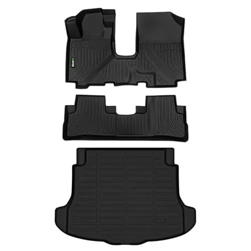 HAFIDI® Floor Mats & Cargo Liner Set Fit for Honda CRV 2007 2008 2009 2010 2011 LX/SE/EX/EX-L,All Weather CRV Floor Liners Protection TPE Anti-Slip Automotive Full Set Custom Accessories - Black 